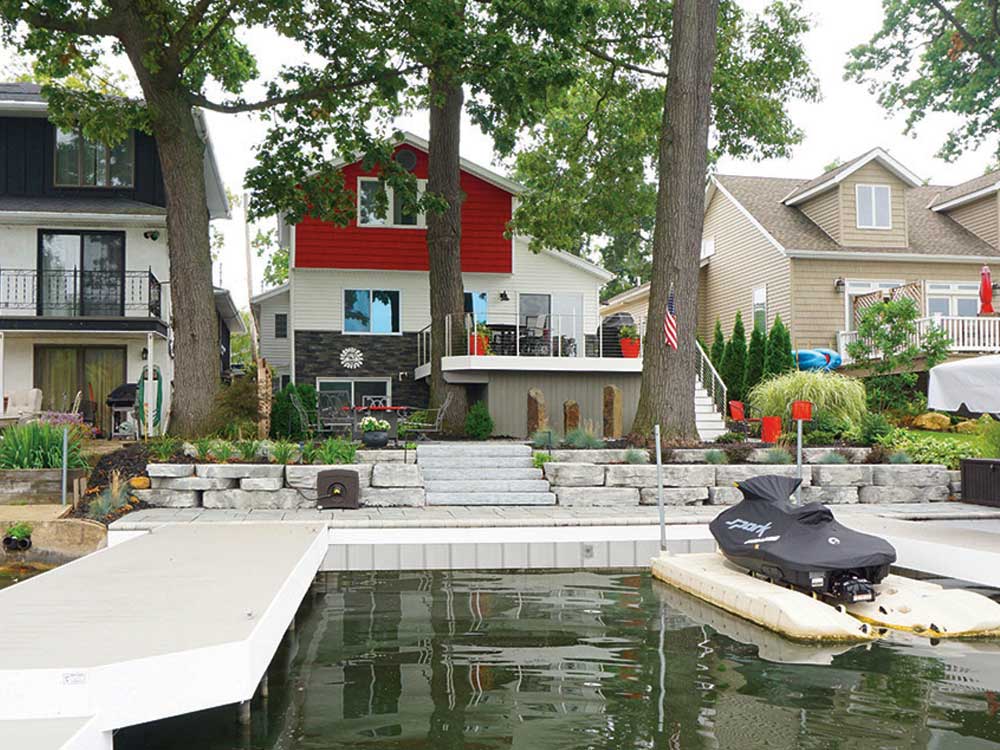 Cold ice lake wall Ohio using Truline seawall system Truline seawall lake wall Ohio