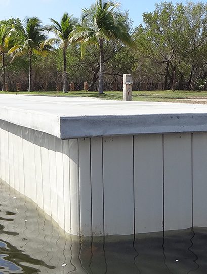 Vinyl seawall concrete cap