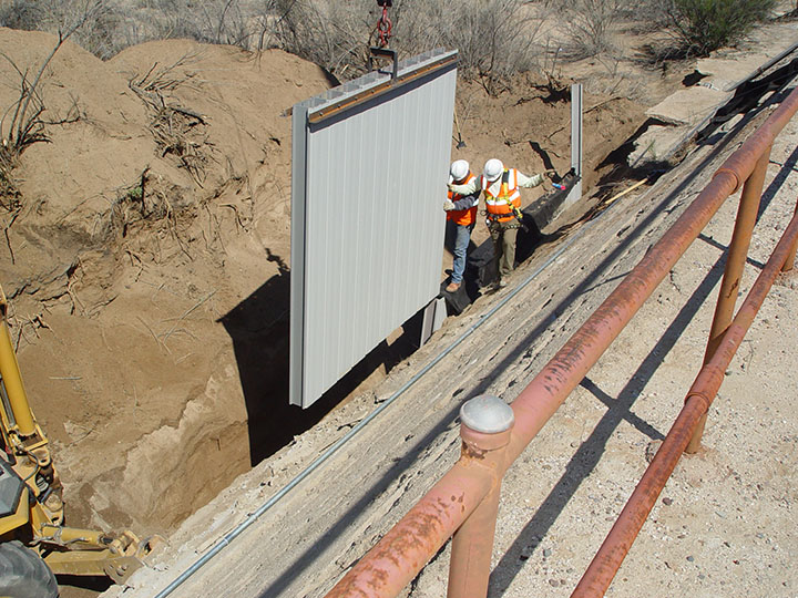 basin channel wall with Truline sheet pile