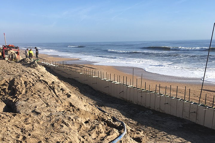 Truline beach wall for coastal erosion