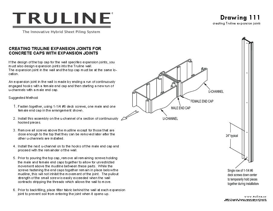 Truline vinyl sheet pile expansion joint